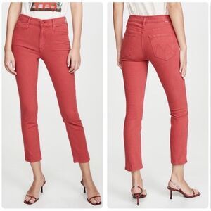 Mother Mid Rise Dazzler Ankle Jean in So Far Gone Red 27